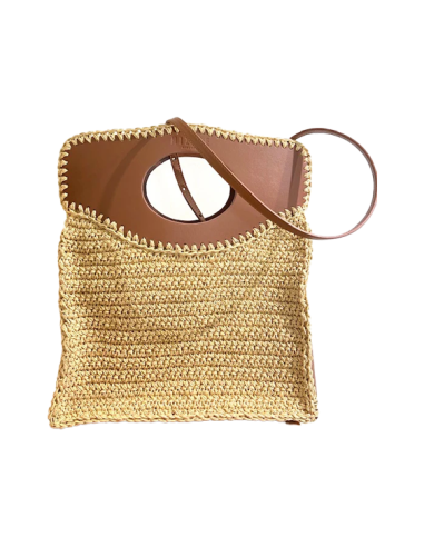 Sac Business medium raffia and leather - Mizele Livraison rapide