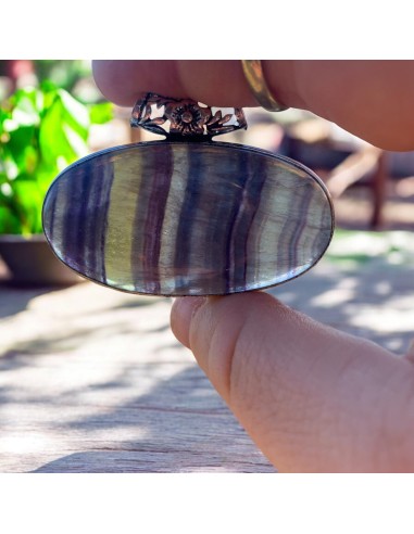 Pendentif en Fluorite verte, violette, bleue et jaune commande en ligne